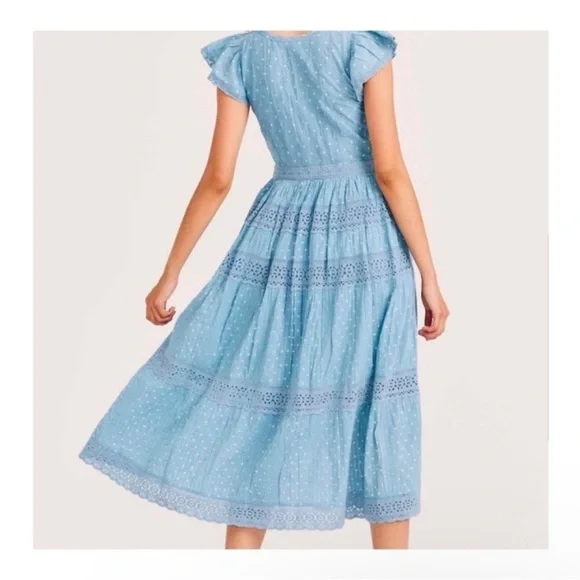 princess polly baby blue dress Denim Dresses With Belt main image 0